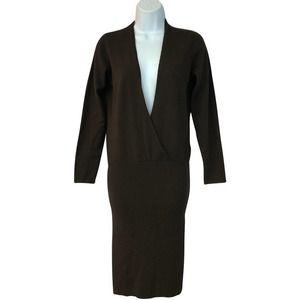 PIACENZA DARK BROWN CASHMERE KNIT SWEATER DRESS 40